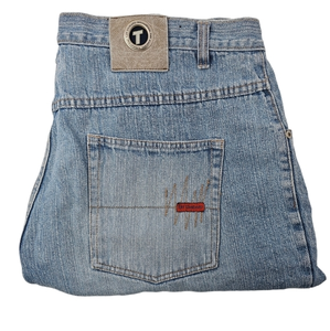 International Tuff Standard Jean Shorts Mens 42 X 11.5 Blue Hip Hop VTG Baggy‎